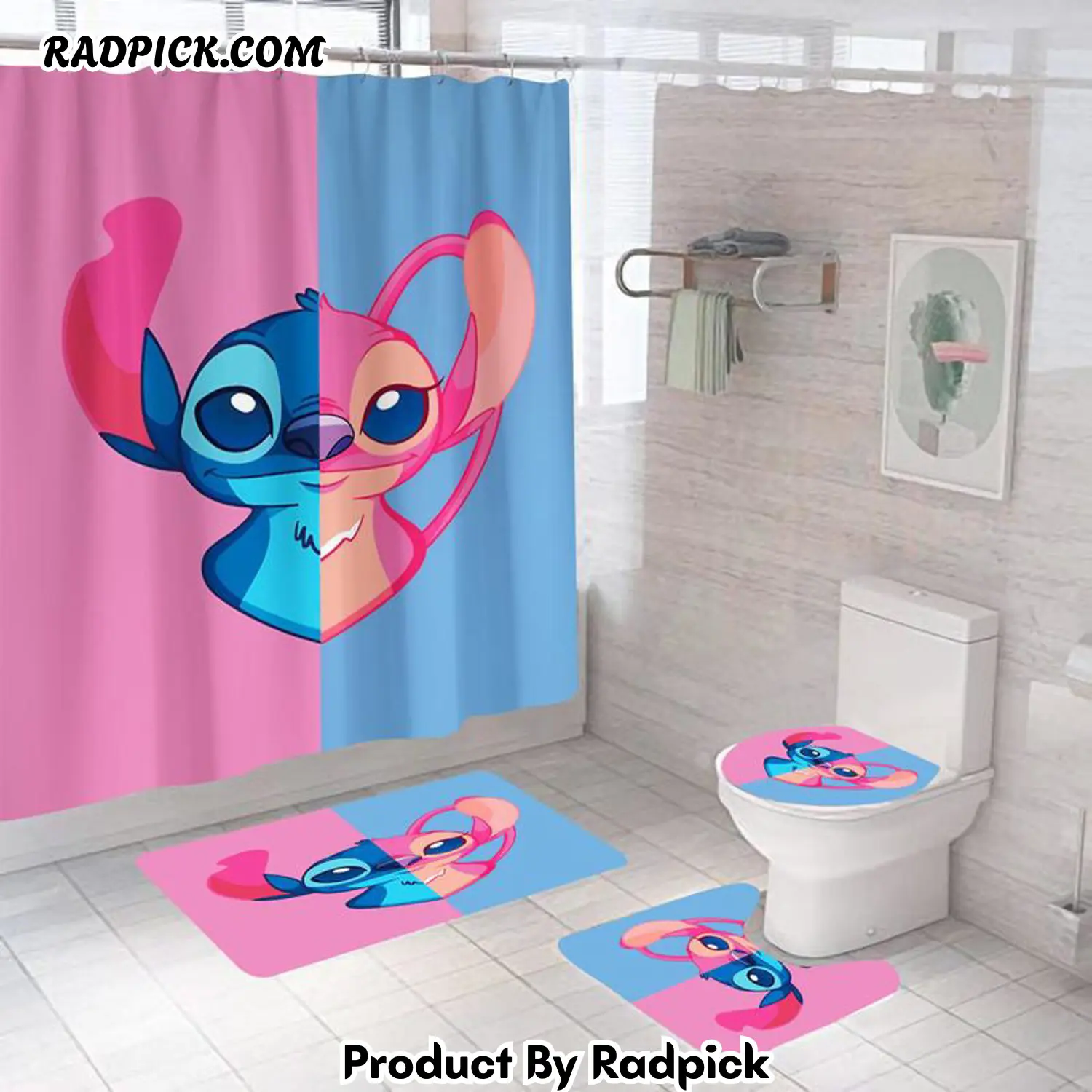 White stitch emotion shower curtain set bathroom set for bathroom decor best gift for friends rp3878